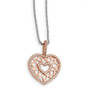 Sterling Silver Rose-tone CZ Brilliant Embers Heart Necklace