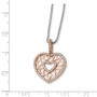 Sterling Silver Rose-tone CZ Brilliant Embers Heart Necklace