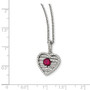 Sterling Silver Synthetic Ruby & CZ Brilliant Embers Heart Necklace