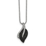 Sterling Silver Black Spinel & CZ Brilliant Embers Leaf Necklace