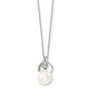 Sterling Silver 11-12mm White FW Cultured Pearl CZ Necklace