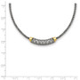 Stainless Steel Polished Yellow PVD-plated CZ Bar w/2in ext. Necklace