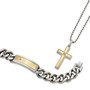 Stainless Steel Polished/Matte Yellow IP CZ Necklace/Bracelet Set