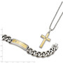 Stainless Steel Polished/Matte Yellow IP CZ Necklace/Bracelet Set