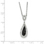 Sterling Silver RP Black and White Diamond Double Teardrop Pendant Necklace