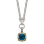 Sterling Silver w/14K London Blue Topaz & Diamond 1in. Ext. Necklace