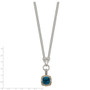 Sterling Silver w/14K London Blue Topaz & Diamond 1in. Ext. Necklace