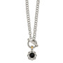 Sterling Silver w/ 14K Accent Onyx and Diamond Toggle Necklace