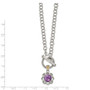 Sterling Silver w/ 14K Accent Amethyst & Diamond 18in Toggle Necklace
