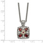 Sterling Silver w/14k Diamond & Garnet Necklace