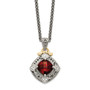 Sterling Silver w/14k Diamond & Garnet Necklace