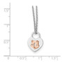 SS White Ice Diamond Rose-Tone Heart Lock 18in w/2in ext. Necklace