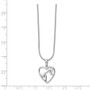 SS White Ice Diamond Bird & Heart Necklace