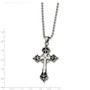 Stainless Steel Enamel & Diamond Cross Pendant Necklace
