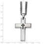 Stainless Steel Black Diamonds 22in Cross Necklace