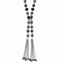 Silver-tone Black & Hematite Acrylic Stones & Beads 28in Necklace