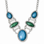 Laundry Silver-tone Blue & Green Resin Stones 16in w/ext Necklace