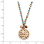 Copper-tone Aqua & Brown Acrylic Beads 16in w/Ext Necklace