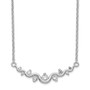 Sterling Silver Rhodium-plated Polished Fancy Wave CZ Bar Necklace