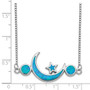 Sterling Silver Rhodium-plated Imitation Opal Moon & Star Necklace