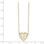 14k Polished Satin and D/C Heart 18in Necklace