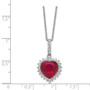 Cheryl M SS Rhodium Plated 100-facet Created Ruby & CZ 18in Necklace