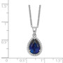 Sterling Silver Rhodium Created Sapphire & CZ Necklace