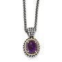 Sterling Silver w/14k Antiqued Amethyst Necklace