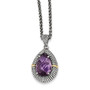 Sterling Silver w/14k Antiqued Amethyst Necklace