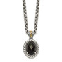 Sterling Silver w/14k Antiqued Onyx Necklace