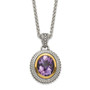 Sterling Silver w/ 14K Accent Antiqued Amethyst Necklace