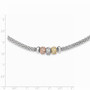 Sterling Silver Rose And Yellow Gold Tone CZ Beads Mesh Necklace