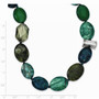 Sterling Silver Jade, Crystal, Jasper and Serpentine w/2in ext Necklace