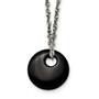 Stainless Steel Black Onyx Circular Polished Necklace