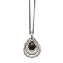 Stainless Steel Polished/Textured Black Onyx w/2in ext. Necklace