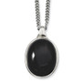 Stainless Steel Black Agate Pendant Necklace