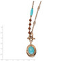 Copper-tone Aqua & Brown Acrylic Beads 16in Locket Necklace