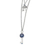 Silver-tone Sodalite & Blue Crystal Key Pendants Necklace