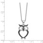 Cheryl M Sterling Silver Black Rhodium & CZ Owl 18in Necklace