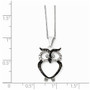 Cheryl M Sterling Silver Black Rhodium & CZ Owl 18in Necklace