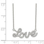 Sterling Silver Polished CZ Love 18in Necklace