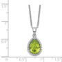 Sterling Silver Rhodium Polished Simulated Peridot & CZ Necklace