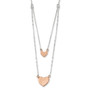 Sterling Silver Rose-tone Double Heart 18in Necklace