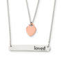 Sterling Silver Rose-tone Heart & Enameled Loved 18in Bar Necklace