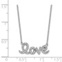 Sterling Silver Rhodium-plated CZ Love w/1in ext Necklace