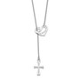 Sterling Silver Rhodium-plated Heart and Cross Necklace