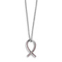 SS Rhodium-Plated CZ Brilliant Embers Awareness Ribbon Necklace