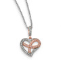 SS Rose Gold-Plated CZ Polished Heart Necklace