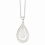SS Rhodium-Plated CZ Brilliant Embers Teardrop Necklace