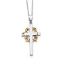 Sterling Silver & Gold-plated No Greater Love Cross 18in Necklace